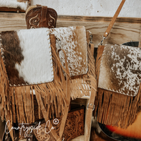 Bessie Cowhide Suede Fringe Purse by Countryside Co.