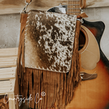 Bessie Cowhide Suede Fringe Purse by Countryside Co.