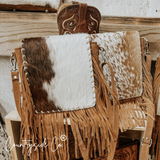 Bessie Cowhide Suede Fringe Purse by Countryside Co.