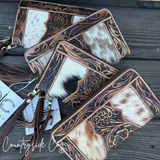 Adeline Cowhide Tooled Leather Wallet Wristlet - Dixies Western Wear 