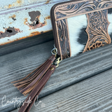 Adeline Cowhide Tooled Leather Wallet Wristlet - Dixies Western Wear 