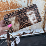 Adeline Cowhide Tooled Leather Wallet Wristlet - Dixies Western Wear 