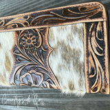 Adeline Cowhide Tooled Leather Wallet Wristlet - Dixies Western Wear 