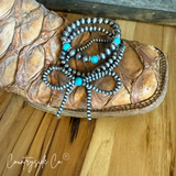 Western Bow Bracelet Set with Turquoise Accent Beads