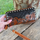 Laney Tooled Leather Wallet Wristlet - Dixies Western Wear 