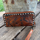 Laney Tooled Leather Wallet Wristlet - Dixies Western Wear 
