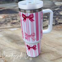 Pink Bow 40oz Insulated Tumbler Cup