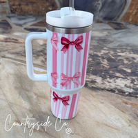 Pink Bow 40oz Insulated Tumbler Cup