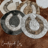 Horseshoe Cowhide Coaster Set