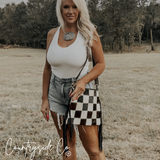 Rodeo Square Cowhide Checkered Purse