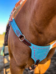 Pink on Turquoise BuckStich Betty Bikini Breast Collar