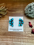 Big Cluster stud earrings - sterling silver and turquoise