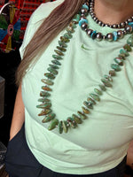 34-Inch Natural Shell & Turquoise Nugget Necklace