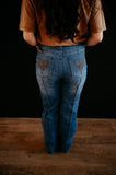 Boot Stitch Pocket Raw Hem Straight Leg Jeans