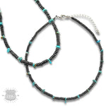Saucer bead and stone necklace
