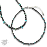 Saucer bead and stone necklace