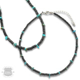 Saucer bead and stone necklace