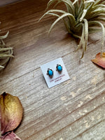 Zuni Mini Stud Earrings – Kingman Turquoise & Sterling Silver