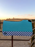Turquoise Checks Out Wool Saddle Pad - Dixies Western Wear 