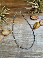 15" White Opal Necklace with Sterling Silver Pearls