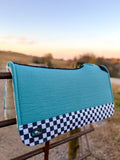 Turquoise Checks Out Wool Saddle Pad - Dixies Western Wear 