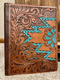 Turquoise Aztec Leather Planner