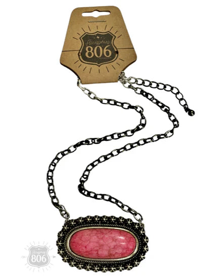 Stone oval on chain necklace