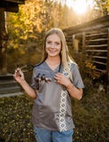 Grey Cowboy Scrub Top - Dixies Western Wear 
