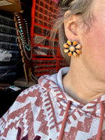 Orange Spiny Oyster Cluster Earrings – One-of-a-Kind Statement Pair in Sterling Silver