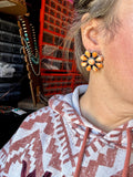 Orange Spiny Oyster Cluster Earrings – One-of-a-Kind Statement Pair in Sterling Silver