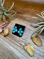 Blue Opal Half-Cluster Stud Earrings – Sterling Silver, One of a Kind