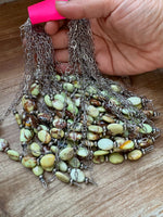 15-Inch Lemon Turquoise & Sterling Saucer Pearl Necklace on Paperclip Chain