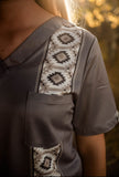 Grey Cowboy Scrub Top - Dixies Western Wear 