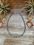 14-Inch Sterling Silver Torpedo & Blue/Green Mexican Turquoise Choker