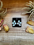 White Opal Half-Cluster Stud Earrings – Sterling Silver, Handmade in the USA
