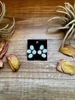 White Opal Half-Cluster Stud Earrings – Sterling Silver, Handmade in the USA