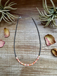 15-Inch Spiny Oyster Heishi Necklace – Sterling Silver Pearls, Handmade