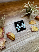 White Opal Half-Cluster Stud Earrings – Sterling Silver, Handmade in the USA
