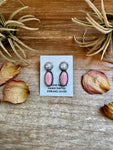 Mother of Pearl & Pink Conch Stud Earrings – Sterling Silver, Post Top, 1.5 Inch, Stamped Marcella James