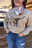 TAN Lomita Longhorn Pullover - Dixies Western Wear 
