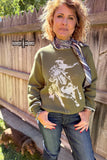 DS OLIVE Wild & Western Sweater - Dixies Western Wear 
