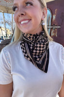 SMALL Tan Checkered Out Wild Rag/ Scarf