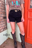 BLACK- Shenandoah Stud Shorts - Dixies Western Wear 