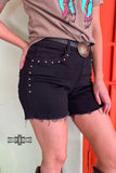 BLACK- Shenandoah Stud Shorts - Dixies Western Wear 