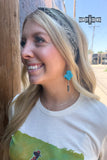 DS Turquoise Feather Earrings - Dixies Western Wear 