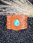 High Desert Bloom Tooled Leather Bracelet