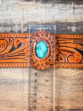 High Desert Bloom Tooled Leather Bracelet