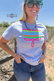 GRAY- Neon Boot Stitch Tee - Dixies Western Wear 