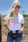WHITE- Neon Boot Stitch Tee - Dixies Western Wear 