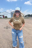 BROWN Leopard Bit Tee - Dixies Western Wear 